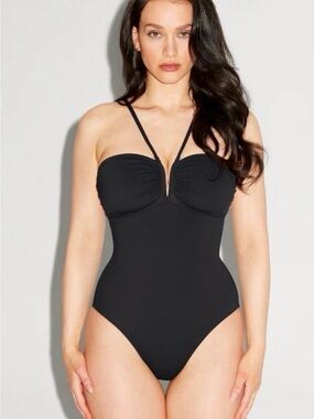 TA3 XL Xlong Black Converty One Piece Corset Swimsuit